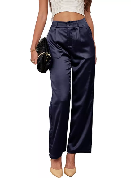 Heipeiwa Satin Wide-Leg Trousers